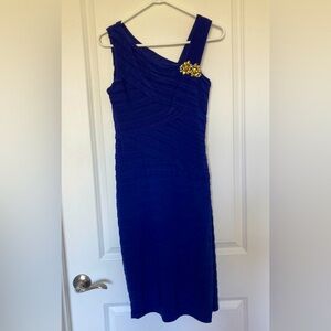 Xscape by Joanna Chen Dark Blue Side Zip Bandage Evening Dress Women’s size 8